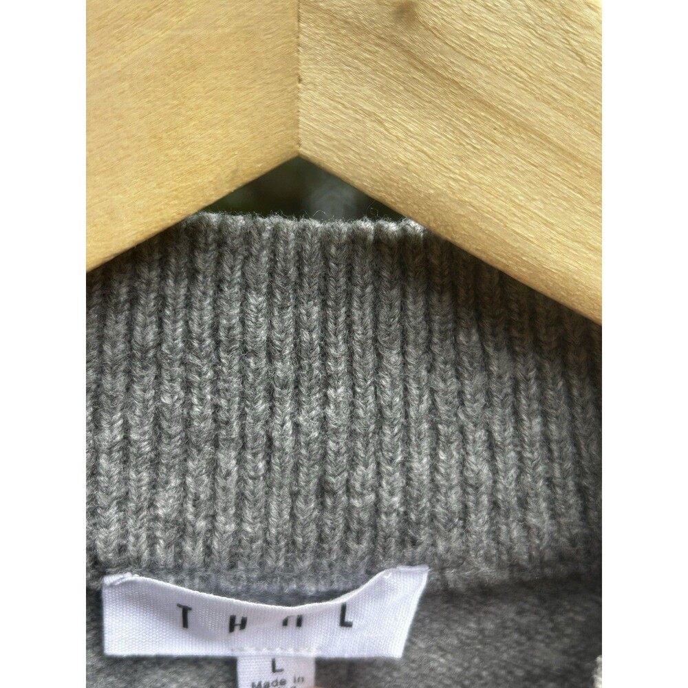 THML Cat Sweater Size Large Mock Neck Mock Neck Kitten Grey Knit - Picture 5 of 8